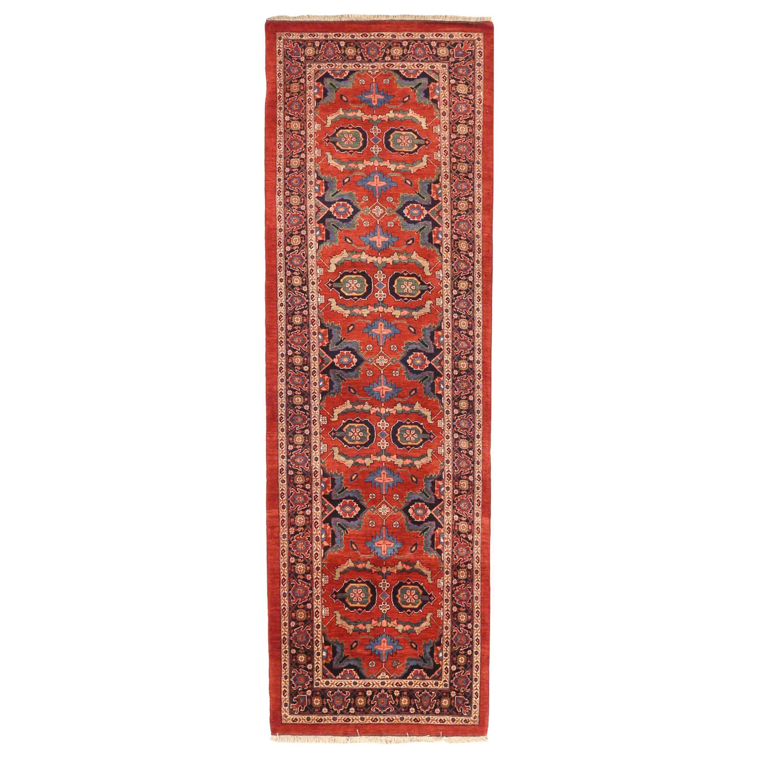 Persian Bijar Area Rug (Round) Circa 1990 - Wool Blue Ivory Red 72368 For Sale