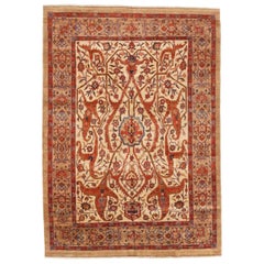 Persian Bijar Area Rugs - Wool Ivory Red Taupe 72375