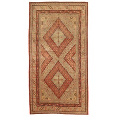 Russian Khotan Area Rugs Circa 1910 - Wool Ivory Red Yellow 72344