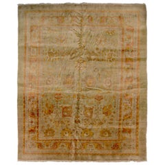 Vintage Persian Tabriz Area Rugs Circa 1910 - Wool Green Orange Red 72392