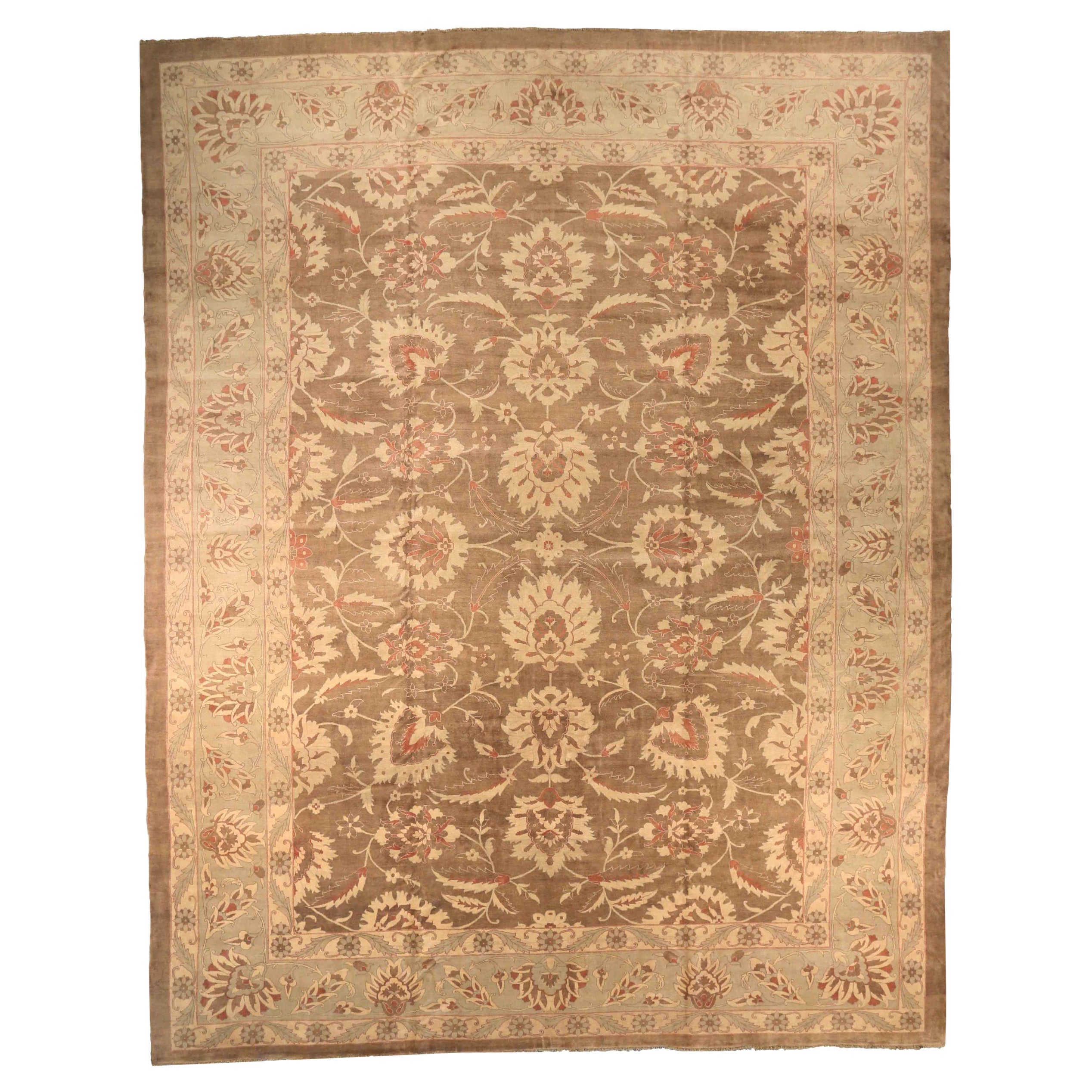 Tapis Persan Tabriz Circa 1990 - Laine Brown Ivoire Rouge 72443