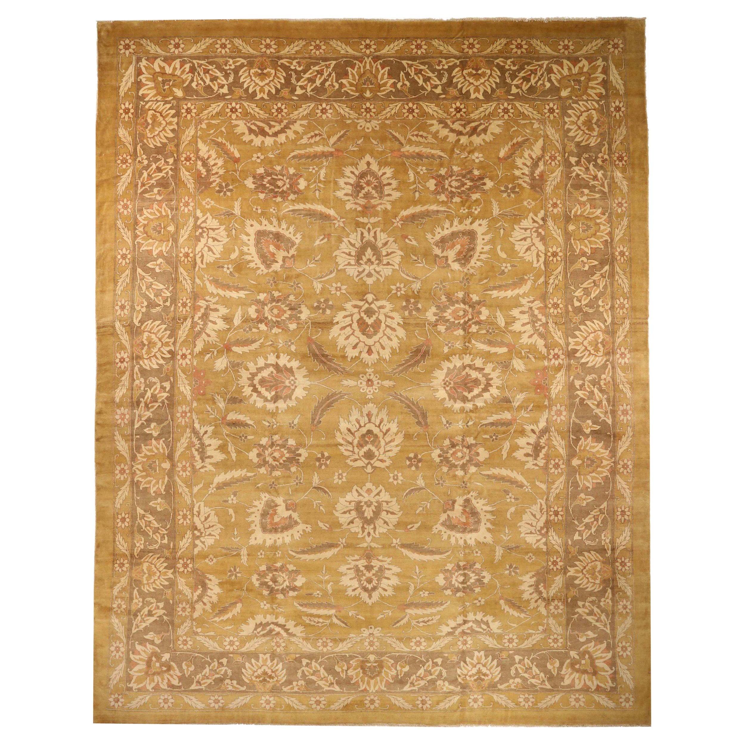 Tapis Persan Tabriz Circa 1990 - Laine Brown Ivoire Jaune 72444