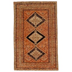 Alfombra Persa Malayer Pequeña - Lana Negro Marfil Rojo 72448