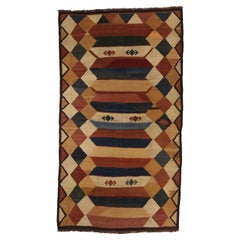 Russian Kilim Area Rugs Circa 1910 - Wool Ivory Navy Blue Red Yellow 72429
