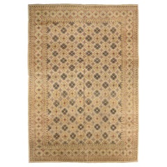 Persian Kashan Area Rugs Circa 1940 - Wool Black Ivory Red 72490