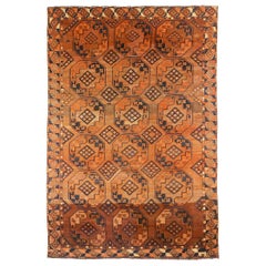 Afghanistan Tekeh Area Rugs Circa 1910 - Wool Ivory Orange Red 72497