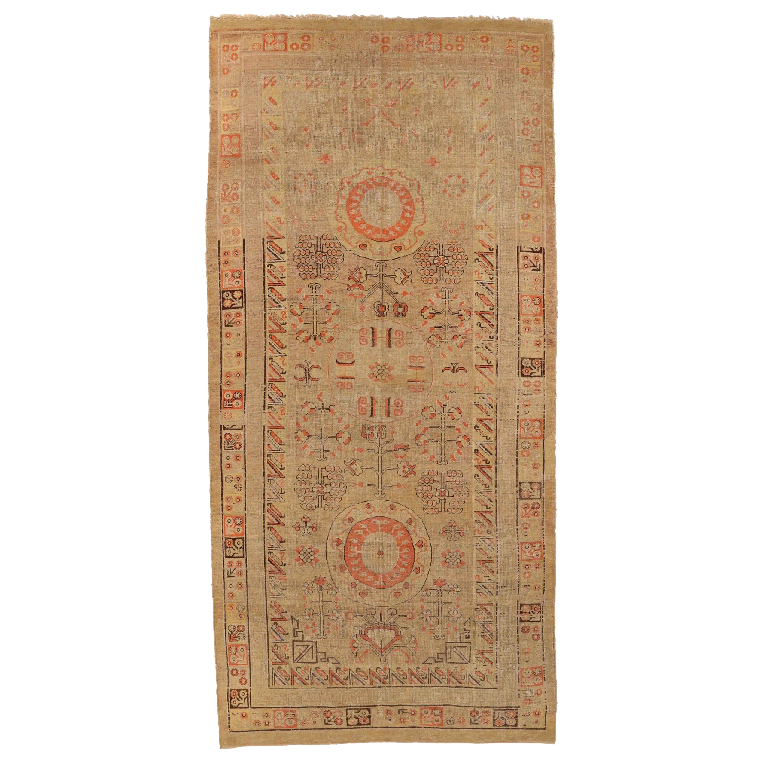 Tapis russe Khotan Circa 1910 - Laine Brown Ivoire Rouge 72524
