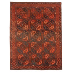 Afghanistan Tekeh Small Rug Circa 1910 - Wool Blue Orange Red 72504