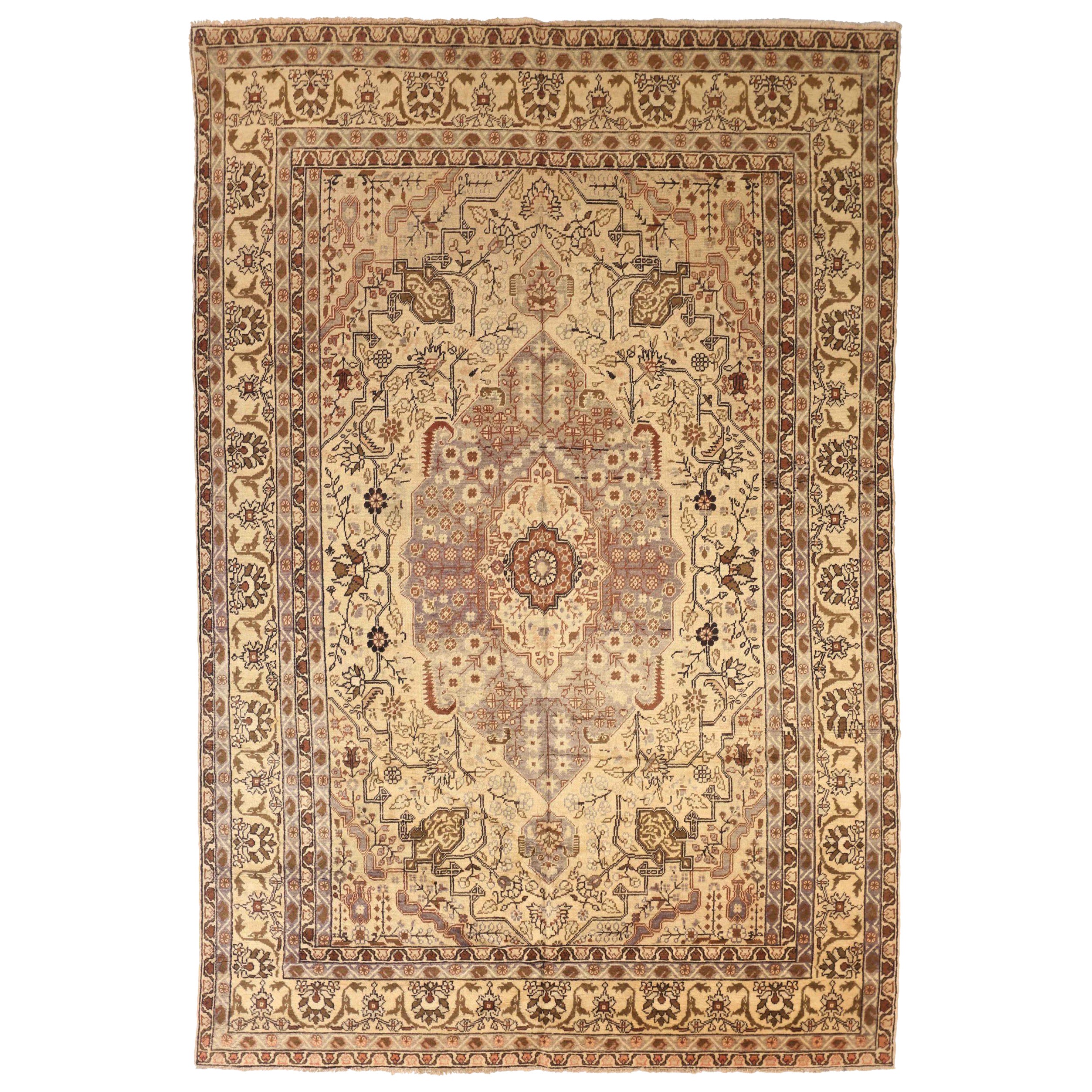 Afghanistan Oushak-Teppiche Circa 1910 - Wolle Grün Elfenbein Rot 72509