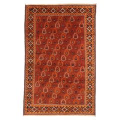 Tapis Bashir d'Afghanistan datant d'environ 1940 - Laine ivoire rouge jaune 72535