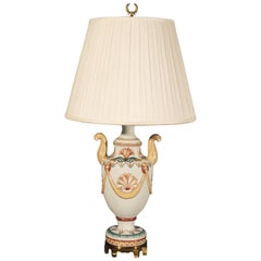 Maitland-Smith Porcelain Lamp with Lion Heads