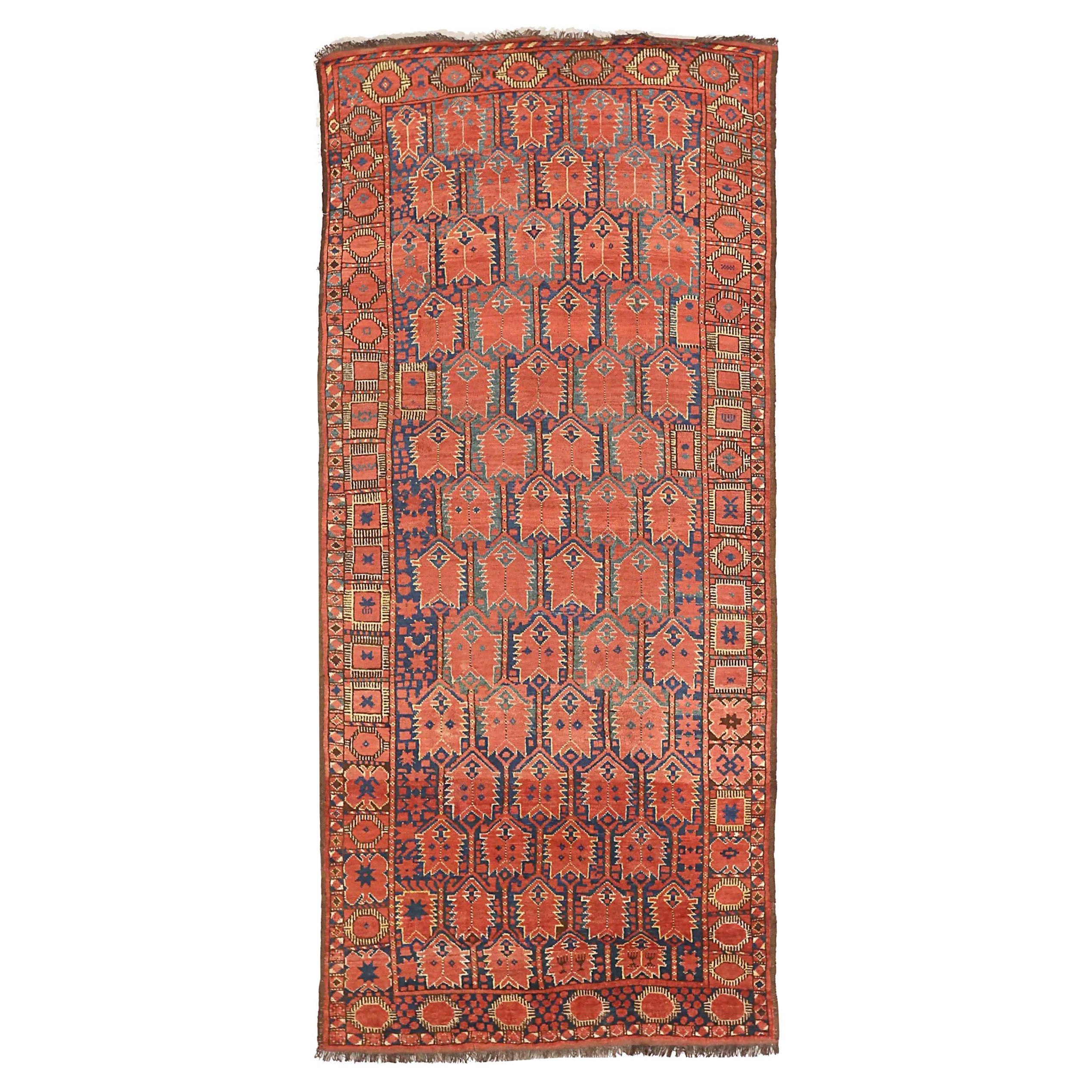 Petit tapis Bashir d'Afghanistan datant d'environ 1910 - Laine bleu ivoire rouge 72543