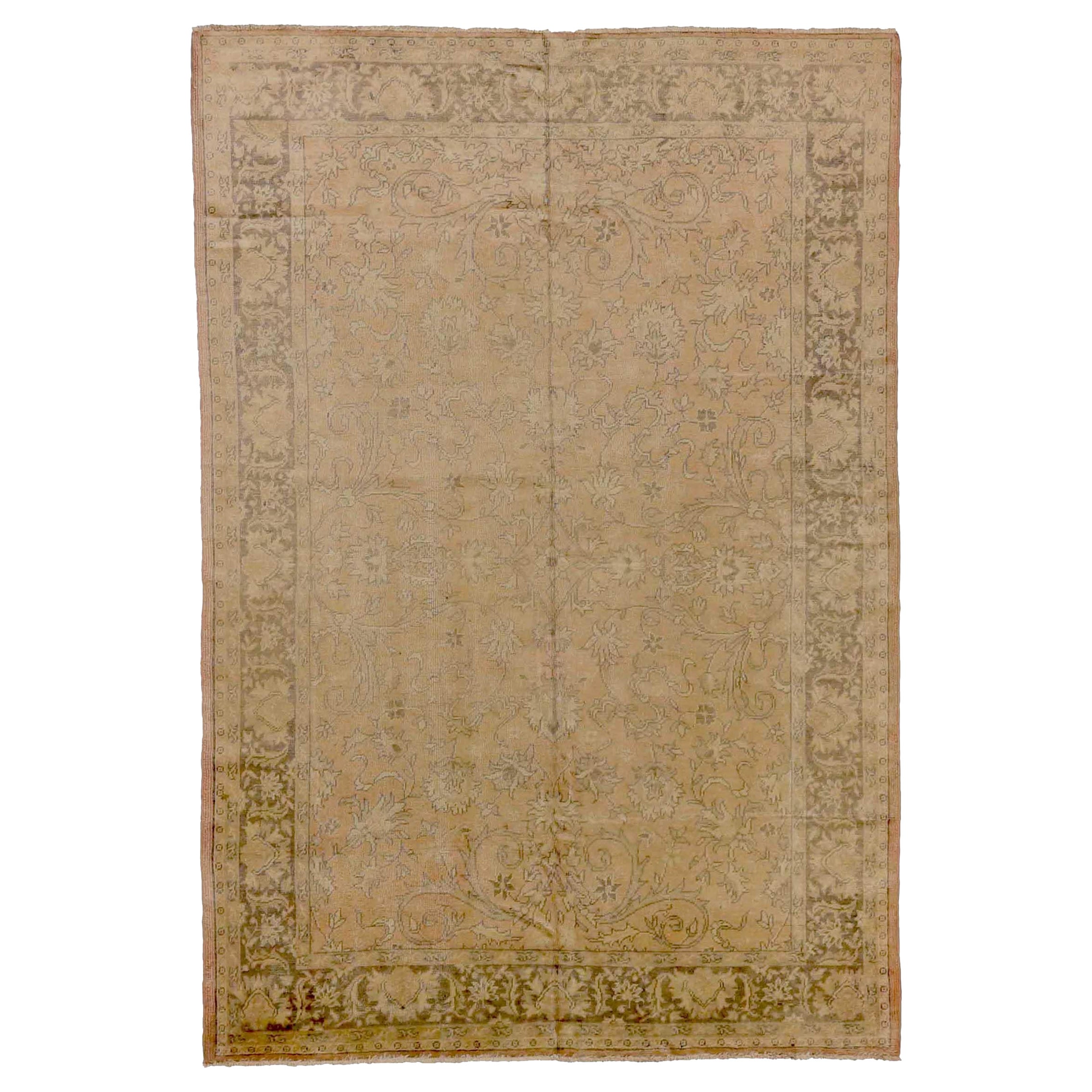 Tappeti dell'Afghanistan Oushak Circa 1910 - Lana Verde Avorio Giallo 72544
