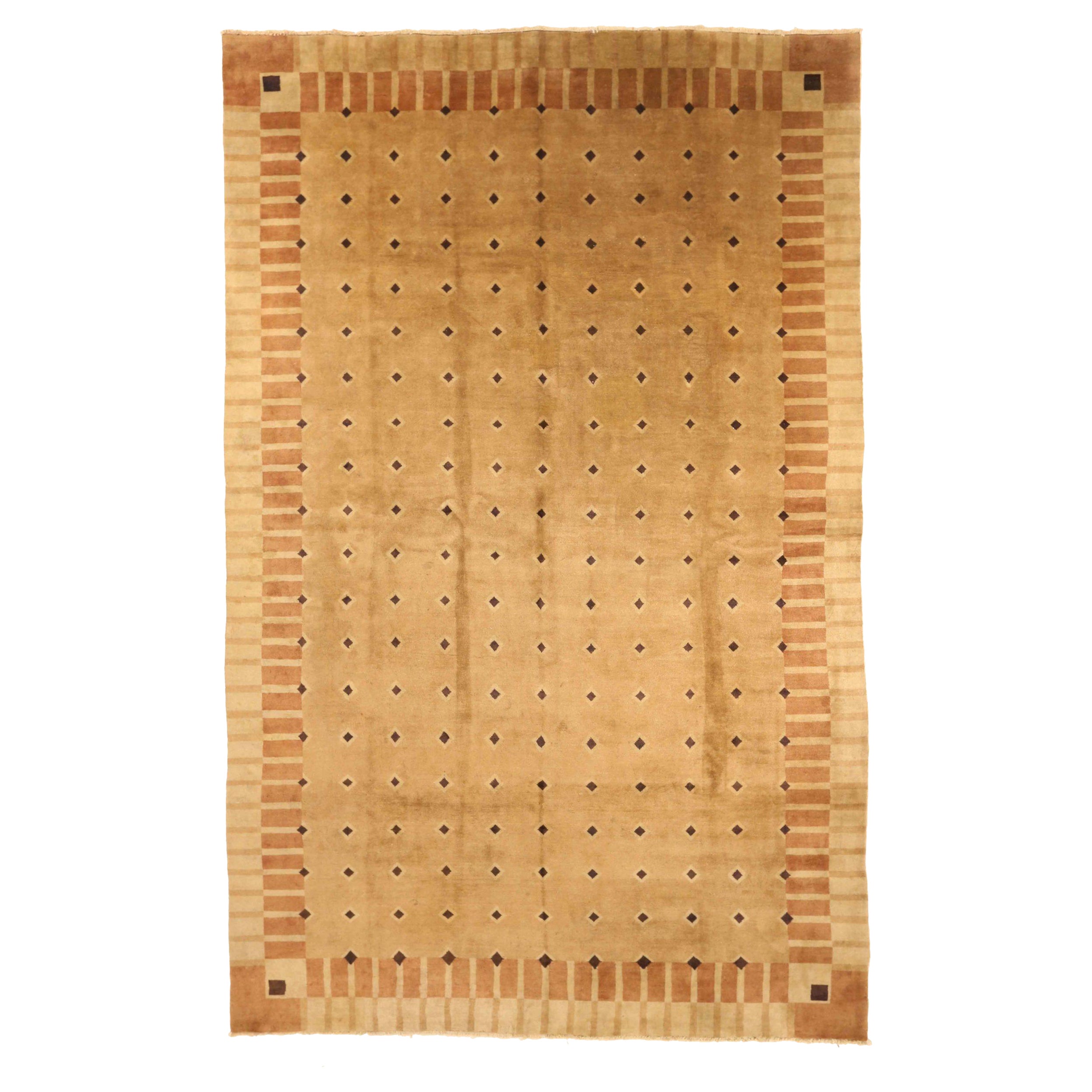 Tapis de sol Bijar du Népal Circa 1940 - Laine Brown Ivory 72572 en vente