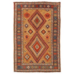 Russischer Karabagh Kleiner Teppich CIRCA 1910 - Wolle Blau Rot Gelb 72549