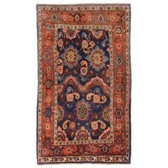 Persischer Bijar Kleiner Teppich Circa 1910 - Wolle Blau Elfenbein Rosa Rot 72675
