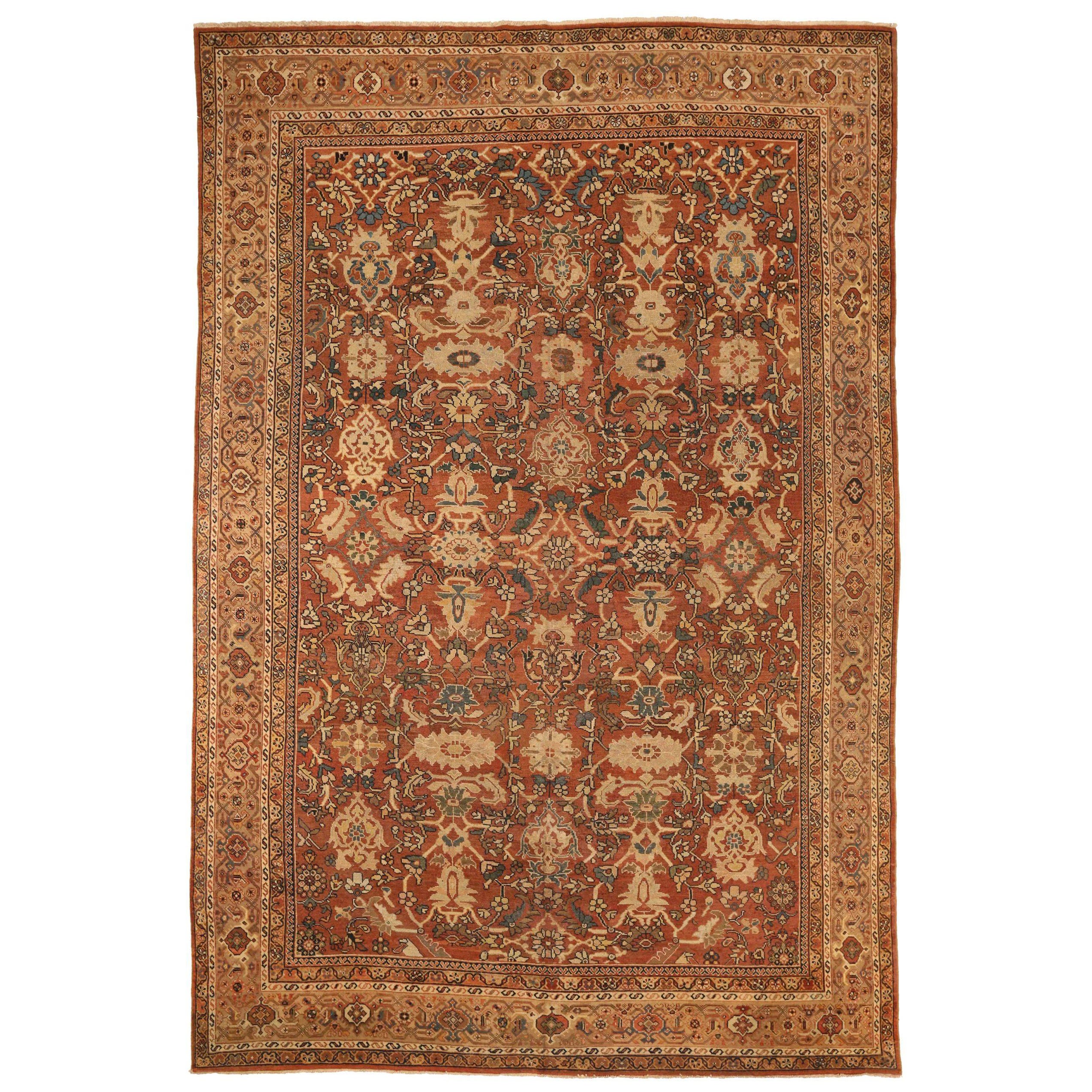Alfombras Persas Mahal Circa 1880 - Lana Azul Marfil Rojo 72633