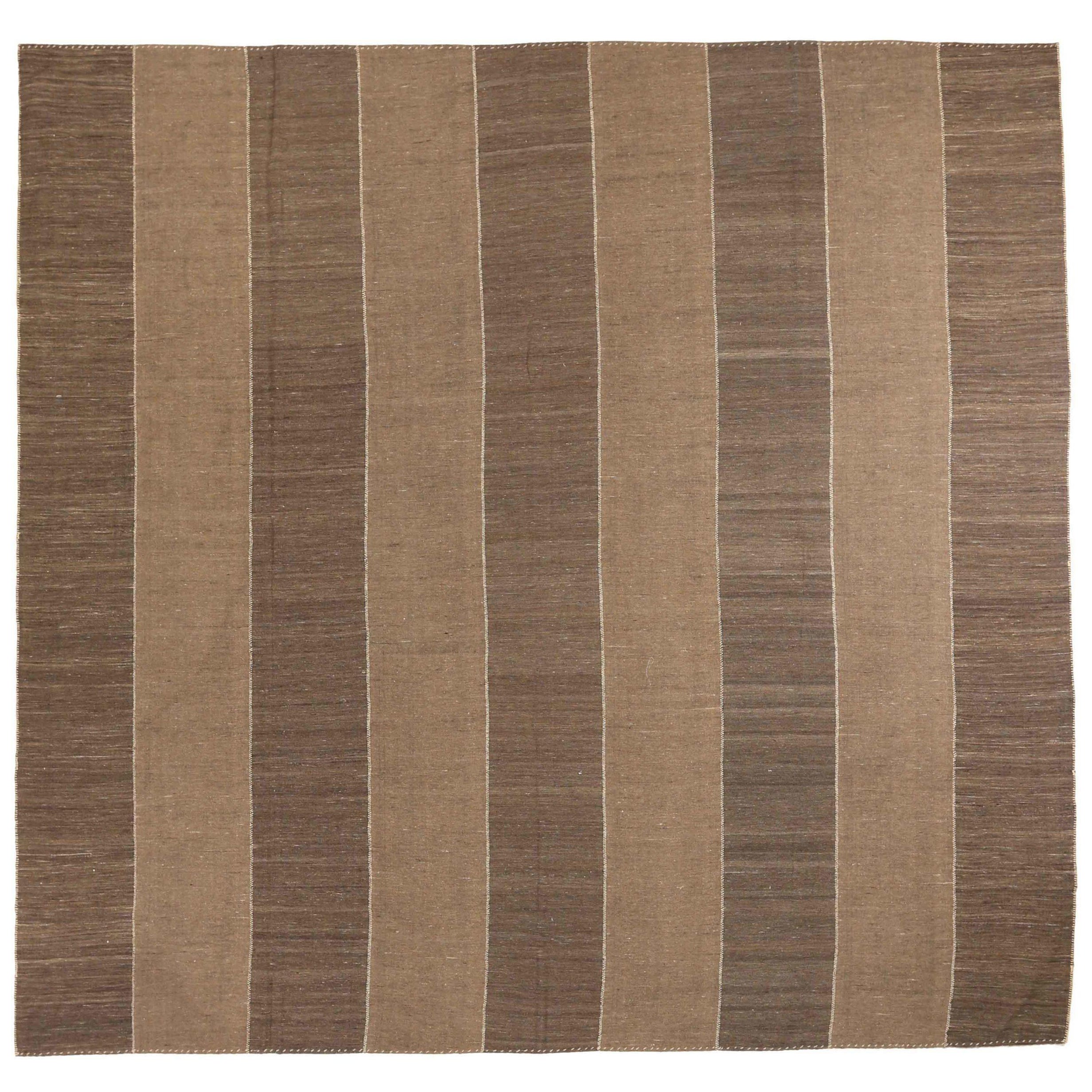 Persische Kilim Quadratische Teppiche CIRCA 1940 - Wolle Braun Elfenbein Taupe 72711