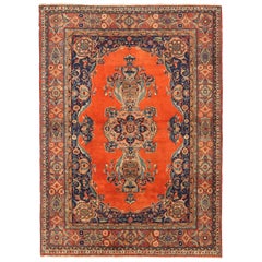 Persischer Aserbaidschan Kleiner Teppich CIRCA 1910 - Wolle Marineblau Rot Gelb 72731
