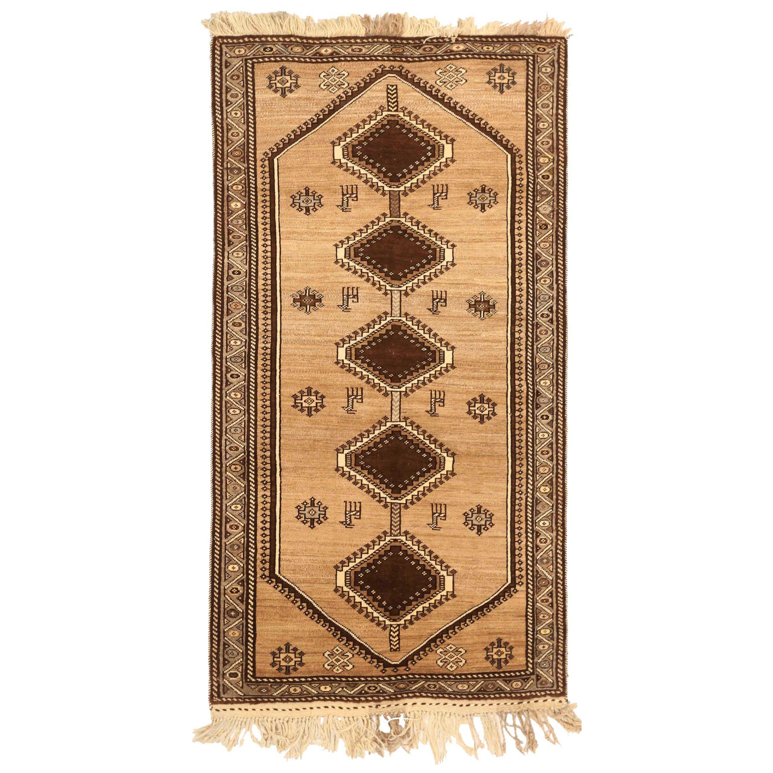 Petit tapis persan Gabbeh Circa 1940 - Laine Brown Ivory 72770