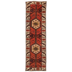 Tapis de course persan Bijar Circa 1940 - Laine Noir Ivoire Rouge 72779