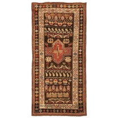 Russischer Karabagh Kleiner Teppich CIRCA 1910 - Wolle Braun Elfenbein Rot 72786