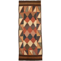 Russian Kilim Over Size Rug Circa 1940 - Wool Brown Ivory Red 72791