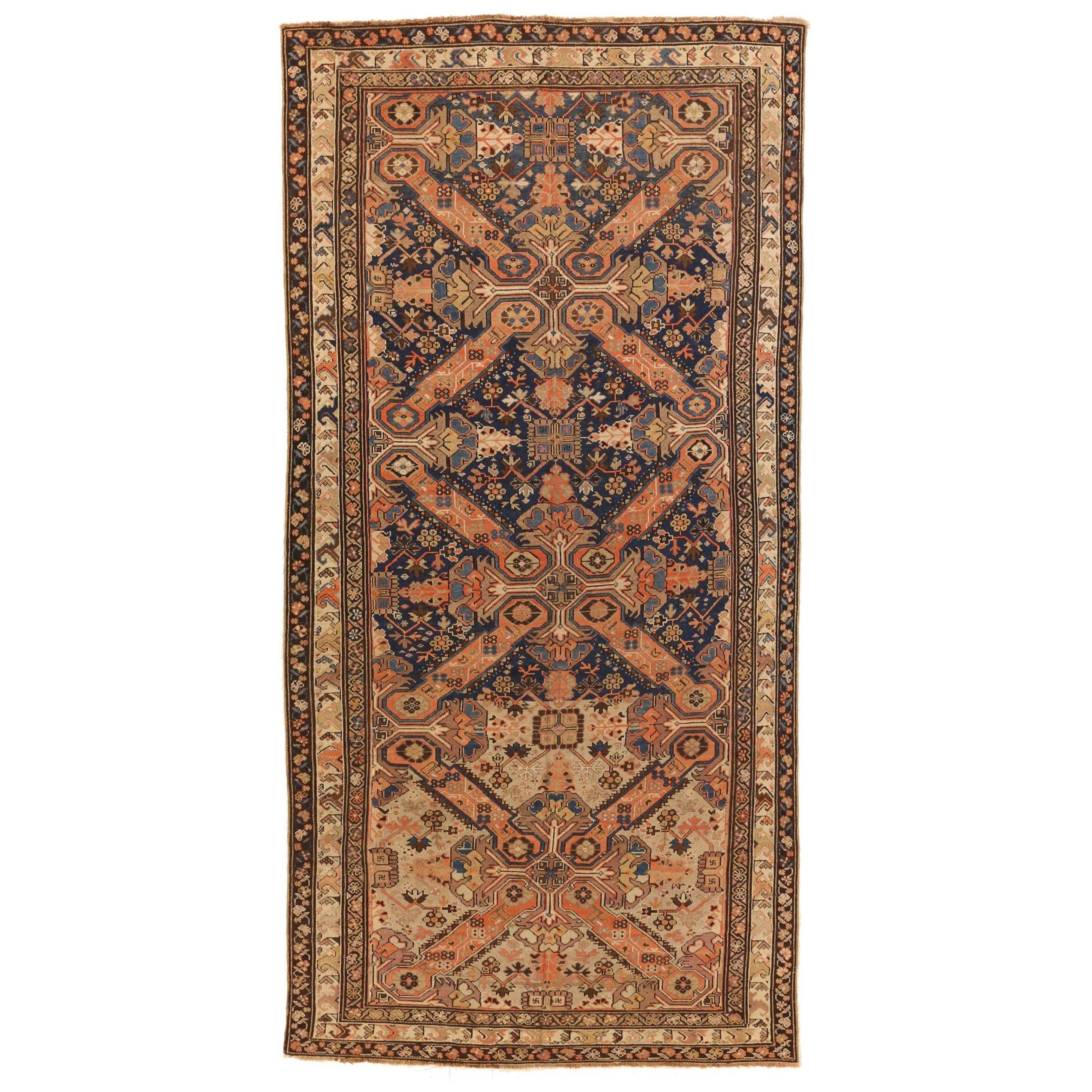 Tappeti russi Zeikhoor Circa 1910 - Lana Avorio Blu Navy Rosa 72848