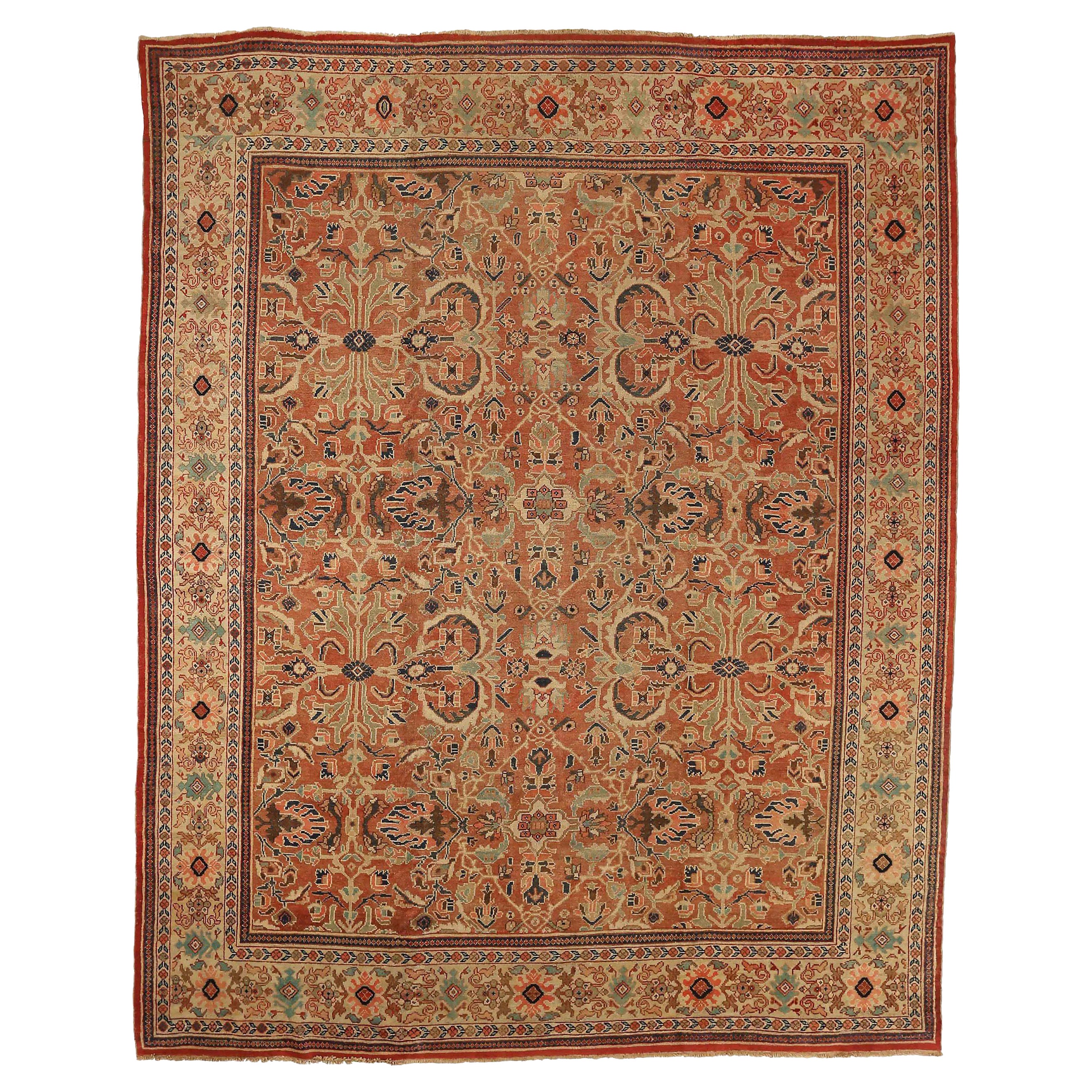 Persian Sultanabad Area Rugs - Wool Brown Green Ivory Red 72814