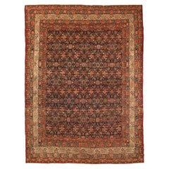 Tapis persan Kerman Circa 1910 - Laine Ivoire Bleu marine Rouge 72858