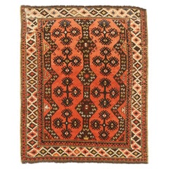 Afghanistan Afghan Small Rug Circa 1910 - Wool Brown Ivory Red 72872