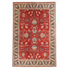 Tapis persan Tabriz Circa 1940 - Laine Bleu Ivoire Rouge 72881