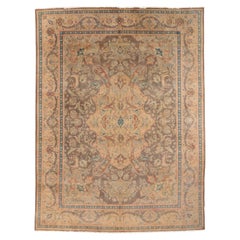 Persische Tabriz Bereich Teppiche CIRCA 1940 - Wolle Brown Elfenbein Rot 72886