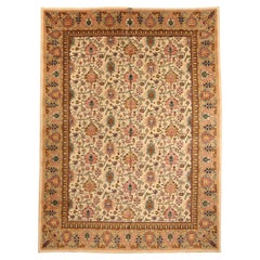 Tapis persans de Tabriz datant d'environ 1940 - Laine ivoire rose jaune 72887