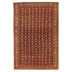 Persian Bijar Small Rug Circa 1940 - Wool Ivory Navy Blue Red 72974