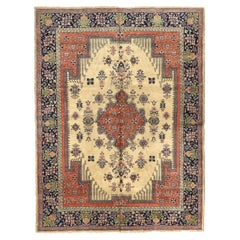 Vintage Persian Tabriz Area Rugs Circa 1910 - Wool Green Ivory Red 72944