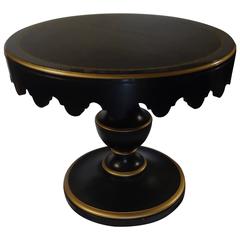 Glamorous Dorothy Draper for Kindel Round Ebonized and Gold Table