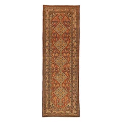 Persischer Malayer Läufer Teppich - Wolle Braun Elfenbein Rot 72978