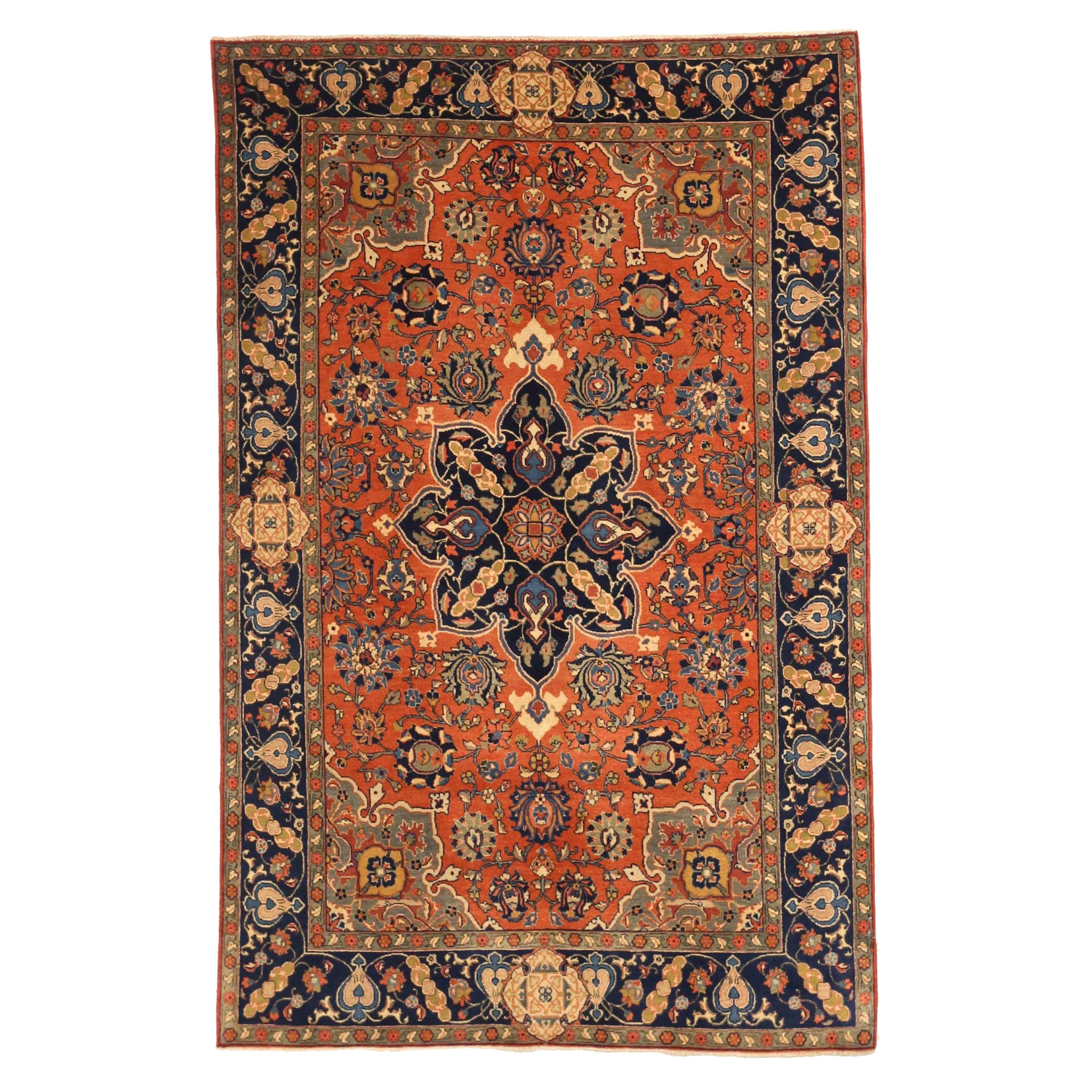 Tappeto persiano Tabriz piccolo - Lana Blu Blu Navy Rosso 72996