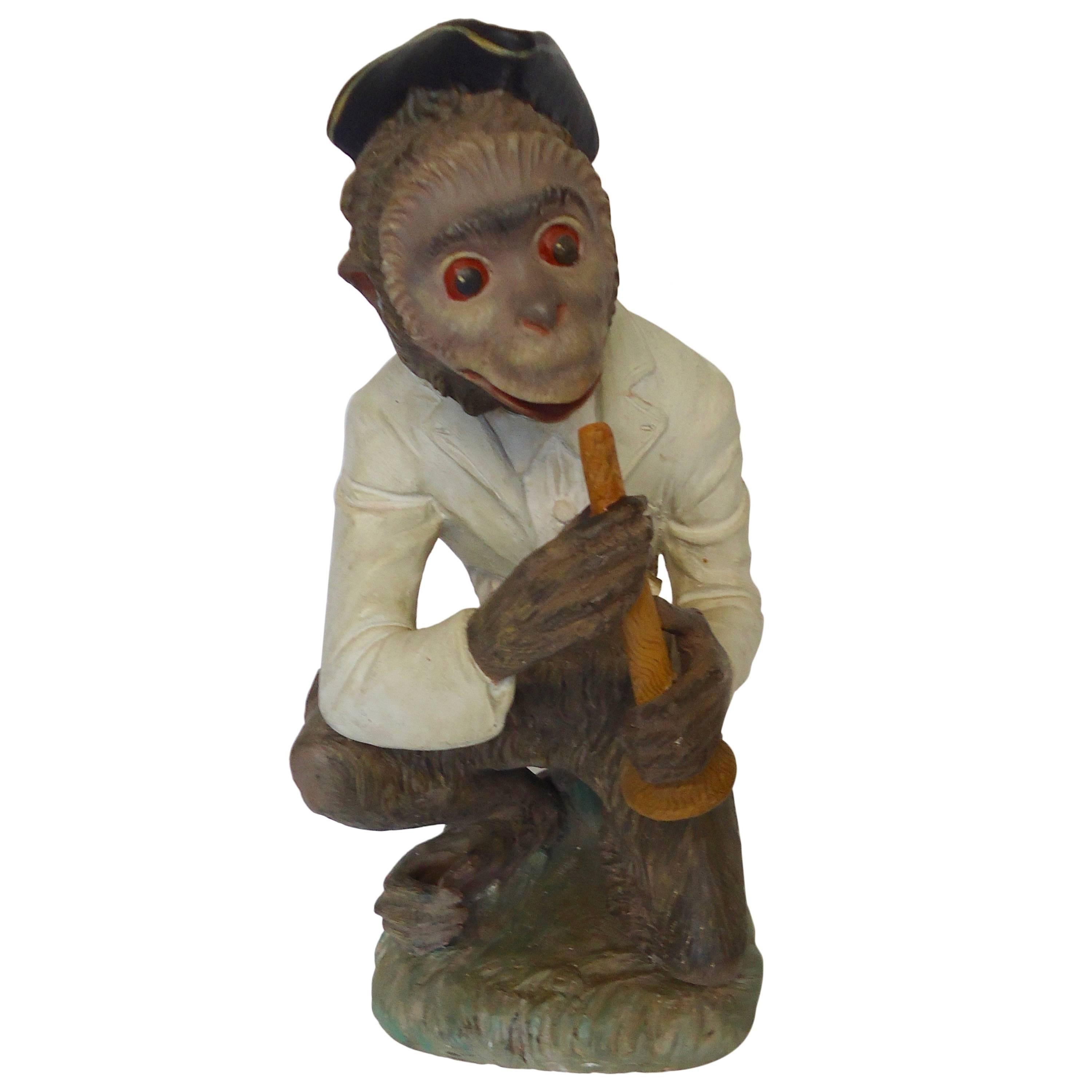 Soulful Italian Terracotta Monkey Statue