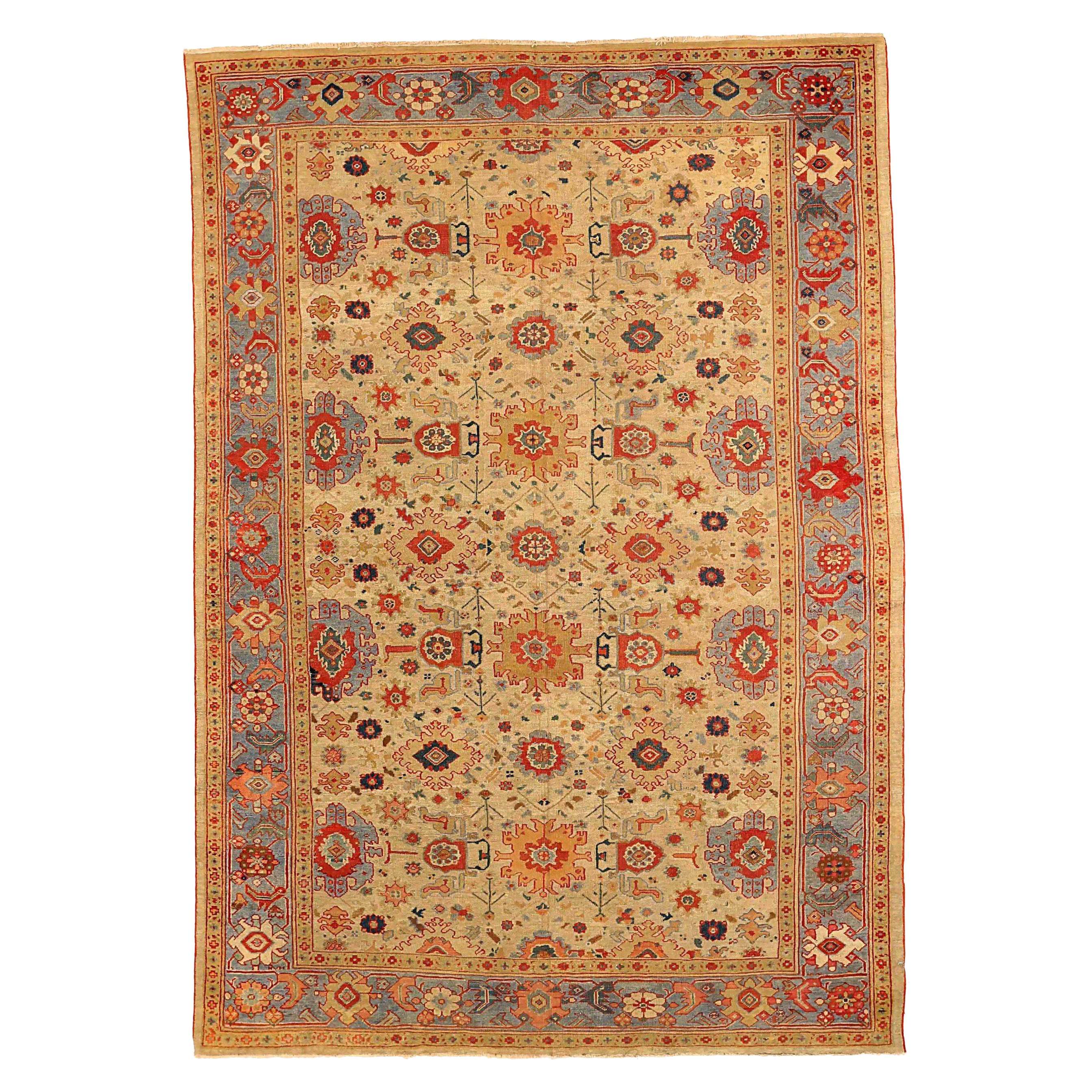 Persische Sultanabad-Teppiche Circa 1880 - Wolle Blau Elfenbein Rot 73032