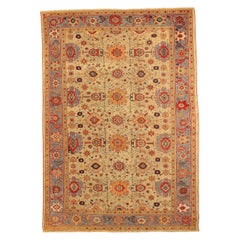 Tapis Persan Sultanabad Circa 1880 - Laine Bleu Ivoire Rouge 73032