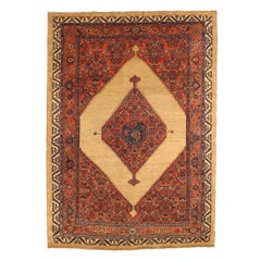Persian Bijar Area Rugs Circa 1880 - Wool Ivory Navy Blue Red 73072