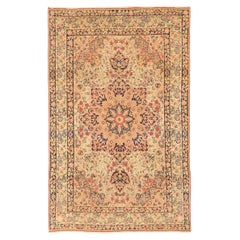 Persian Kerman Small Rug Circa 1940 - Wool Ivory Pink 73075