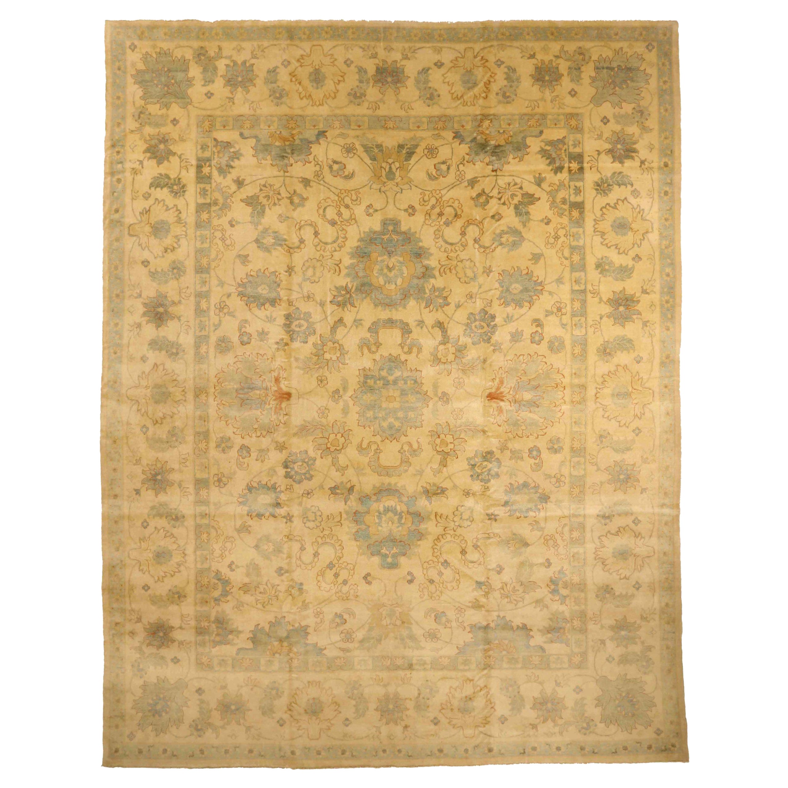 Persischer Sultanabad-Teppich in Übergröße Circa 1910 - Wolle Blau Elfenbein 73134