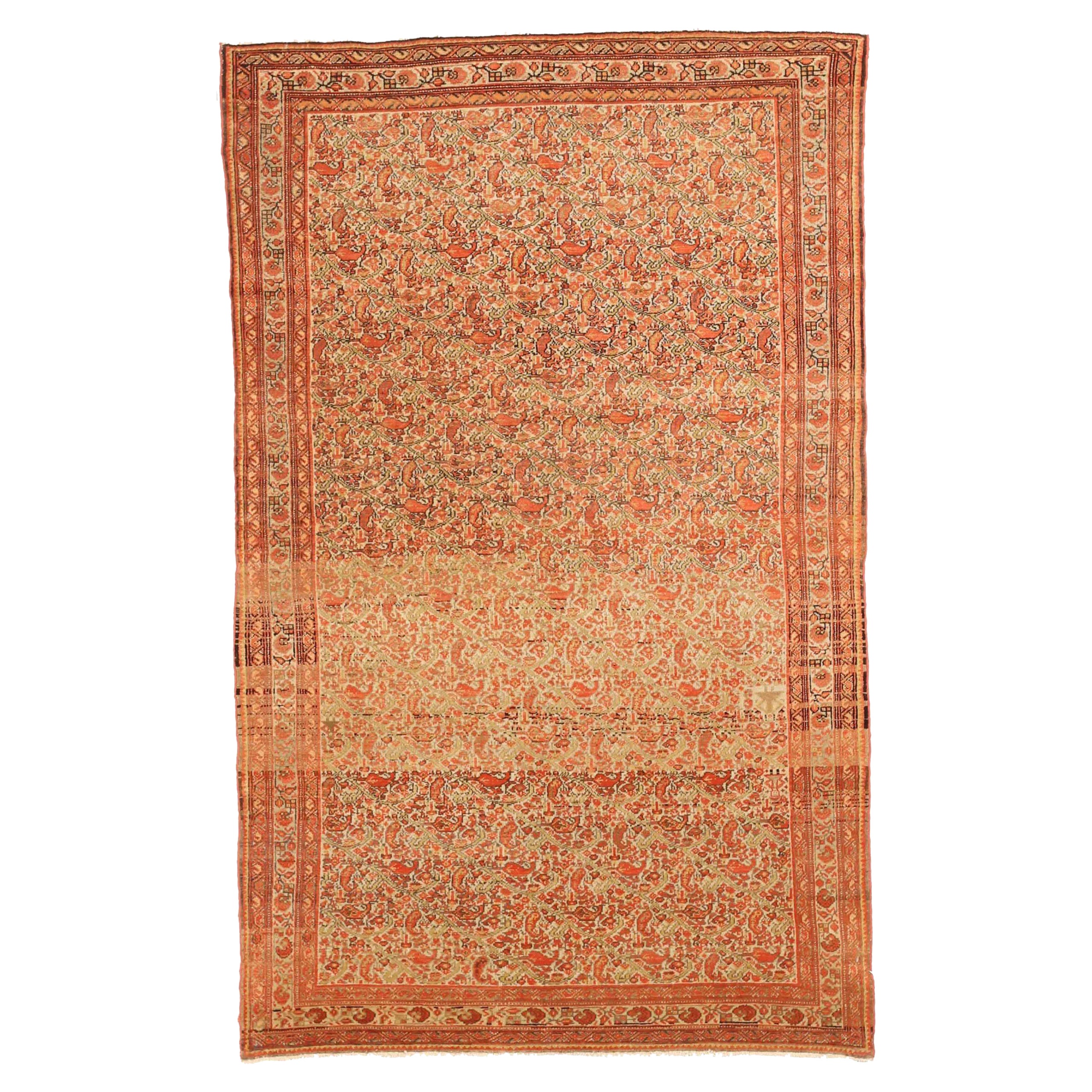 Alfombra Persa Malayer Pequeña - Lana Verde Marfil Rojo 73142 en venta