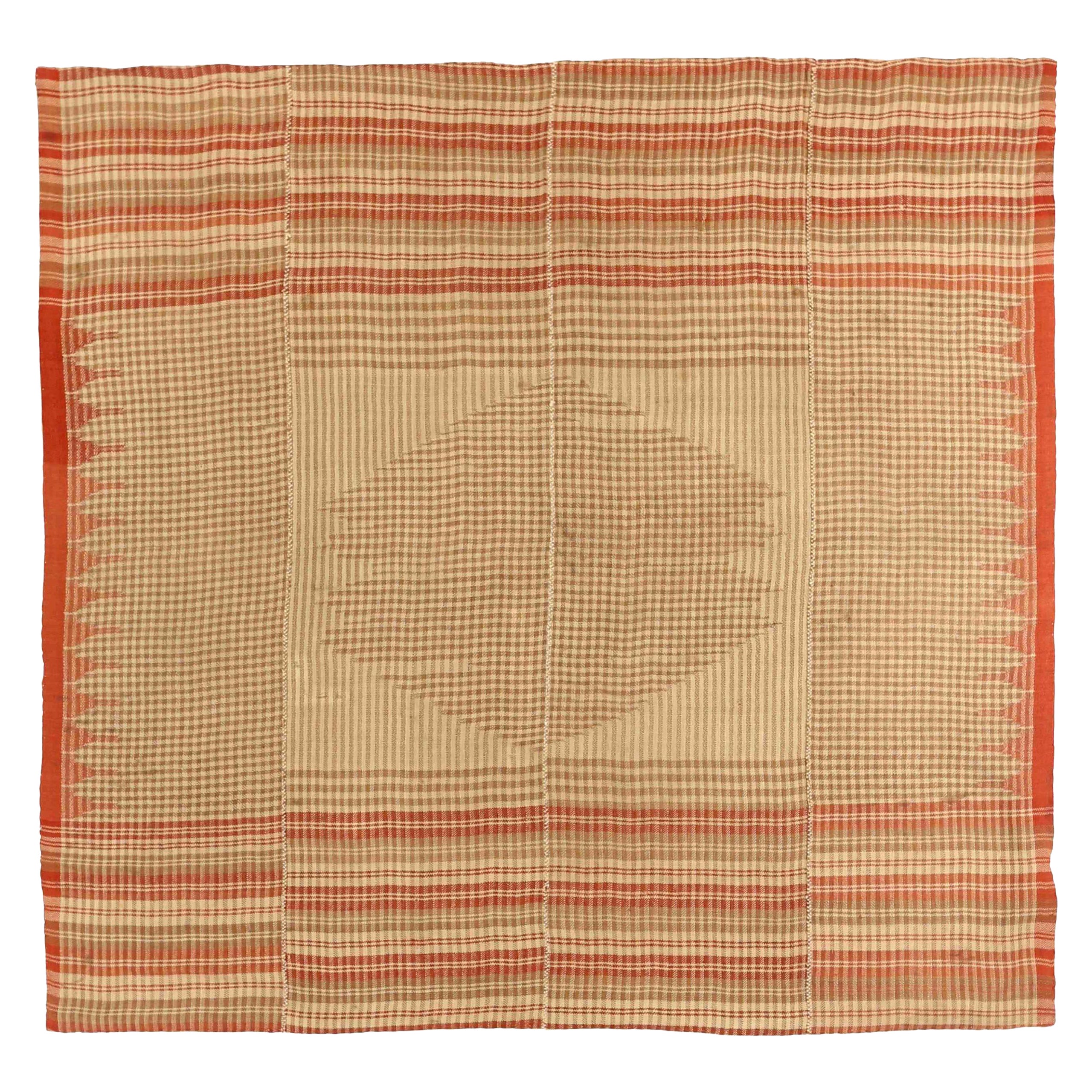 Petit tapis persan Kilim vers 1940 - Laine ivoire rouge taupe 73102