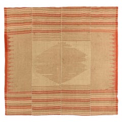 Petit tapis persan Kilim vers 1940 - Laine ivoire rouge taupe 73102