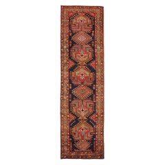 Vintage Persian Saison Runner Rug - Wool Green Red Yellow 73159