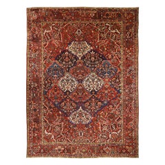 Tapis Persan Bakhtiari Circa 1910 - Laine Bleu Ivoire Rouge 73121